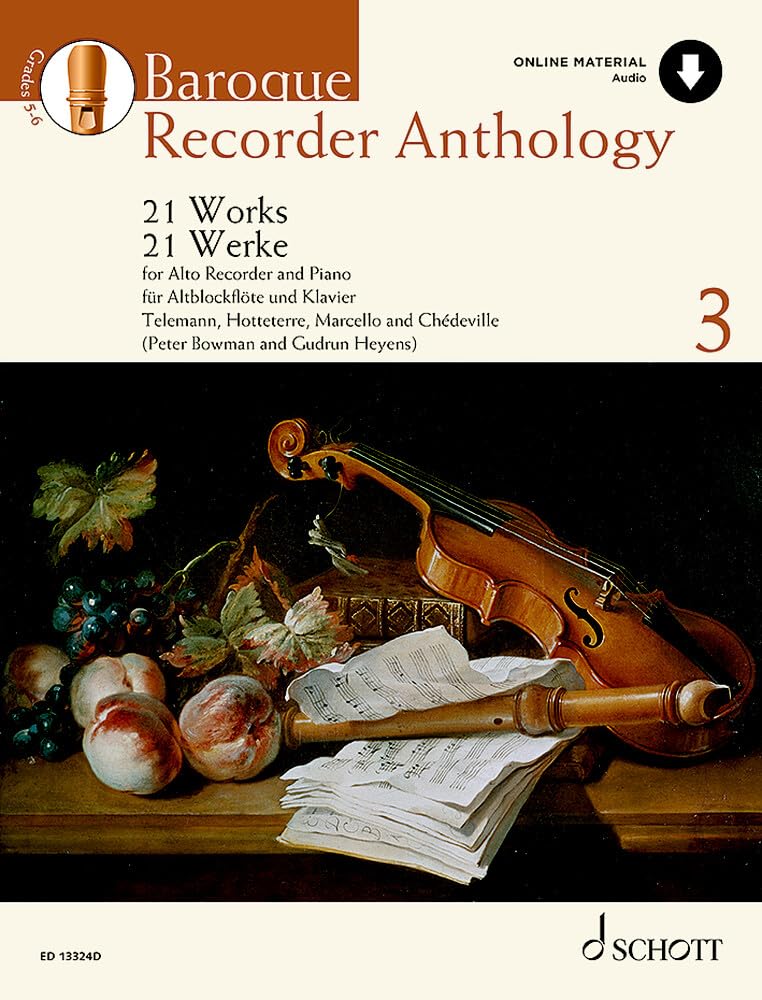 Baroque Recorder Anthology - 21 Works for Treble Recorder with Piano - Treble Recorder and Piano - Score and Parts - Online Audio Files included - Schott Anthology Series - Schott Music (ED 13324D)