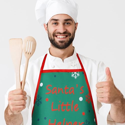Miniatura 7 de Vabean 4 Pcs Christmas Elf Santa Snowman Apron Adjustable Kitchen Cooking Aprons BBQ Bib Funny Chef Apron for Women Xmas