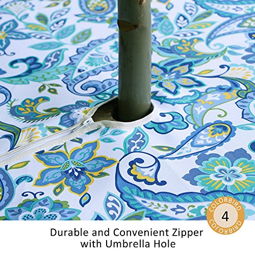 Colorbird Modern Paisley Flower Tablecloth Water Resistant Table Cover With Zipper Umbrella Hole For Patio Garden Tabletop Decor (Square, 60" X 60", Zippered, Paisley) #TOP2