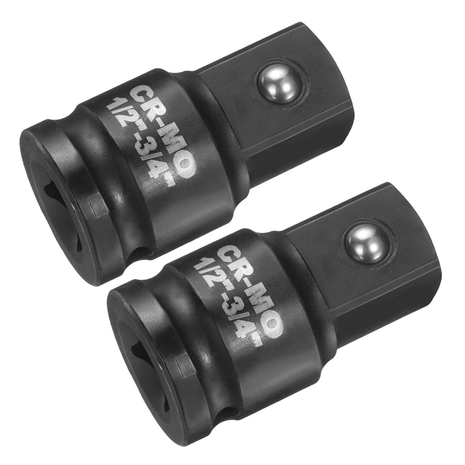 sourcing map 2pcs Impact Socket Adapter 1/2" Female to 3/4" Male Square Drive Increaser Standard SAE CR-MO Steel Converter Impact Driver Ratchet Wrench Breaker Bar Conversion, Black