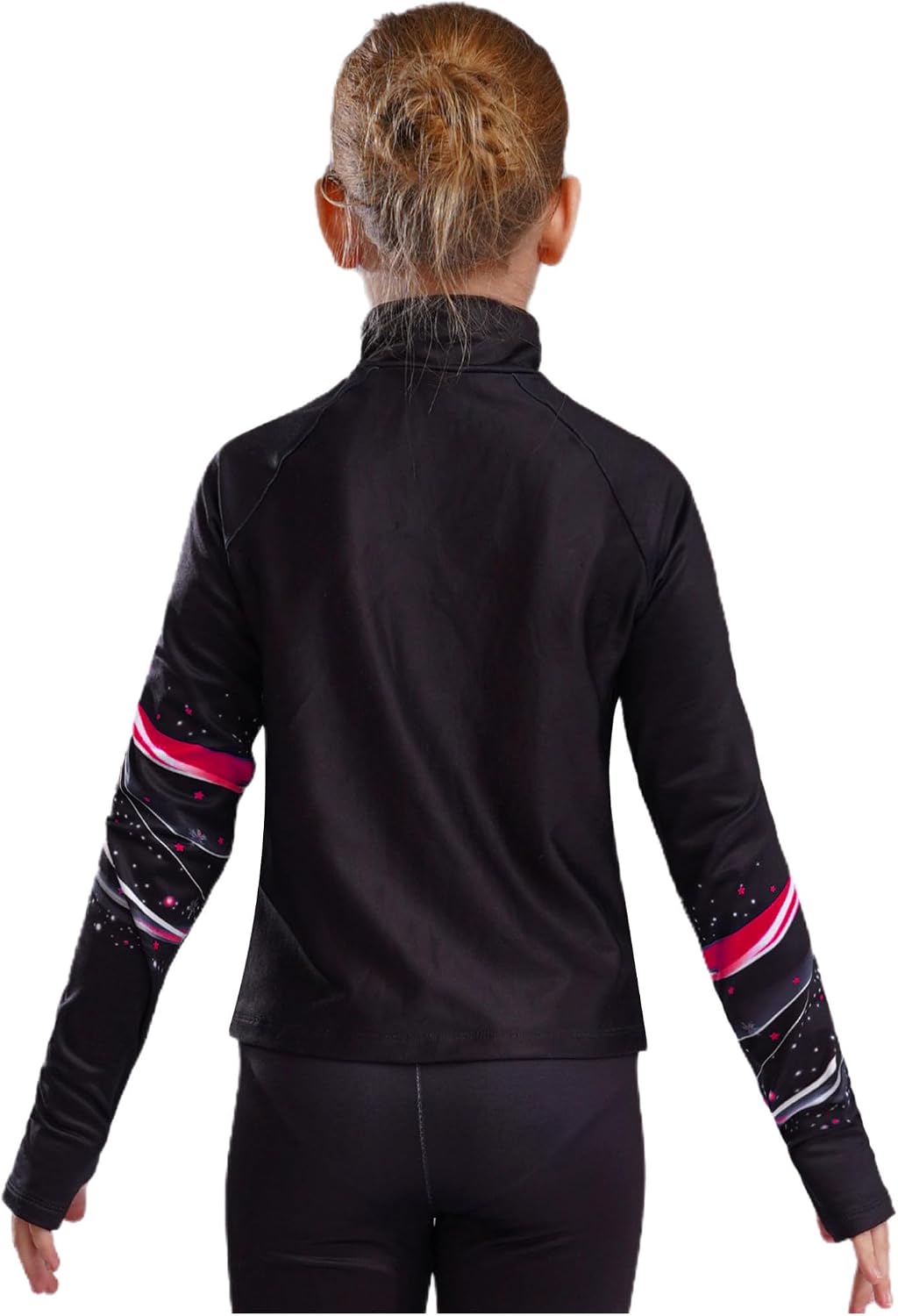 Hansber Kids Girls Figure Skating Training Jacket Fleece Warm Skating Practice Jackets Gymnastics Dance Outerwear