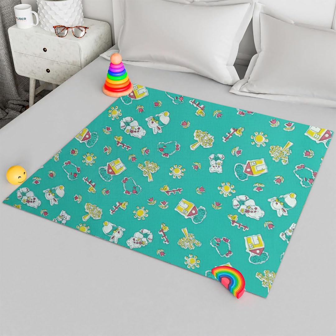 Printed Waterproof Baby Crib Bedsheet 36x54 Inch | PVC Urine Proof Mattress Protector | Baby Plastic Sheet for Newborn & Toddler | Pack of 1 (Green Sparrow)