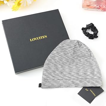 Mulberry Silk Bonnet for Sleeping Women Men, Real Silk Lined Sleep Cap with Adjustable Strap, Hair Wrap Slouchy Beanie for Curly Hair