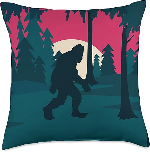 Cryptozoology Bigfoot Yeti Sasquatch Gifts Conspiracy Theory Cryptid Forest Sasquatch Sunset Bigfoot - Almohada de 18.0 x 18.0in, multicolor