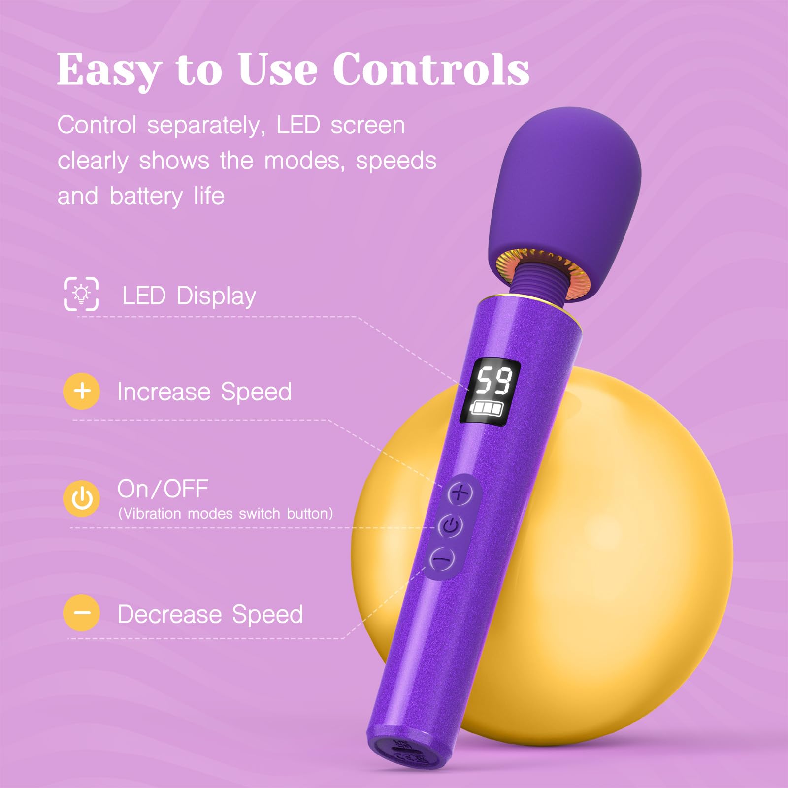 Tracy's Dog Wand Vibrator for Women- Powerful Cordless Full-Body Massager, Waterproof & Rechargeable, Clit Stimulator with 5 Modes & 3 Speeds, Adult Sex Toys for Solo & Couples, Erotic Massage, Hammer: Mini Neon Purple