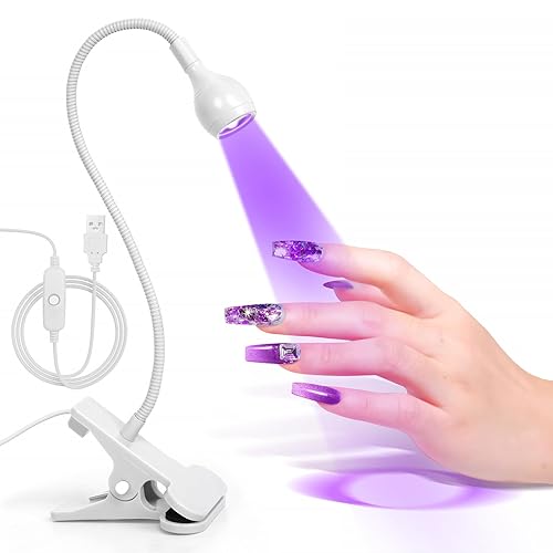 AORAEM Lámparas LED de uñas de 3 W, lámpara flexible de cuello de cisne, secado rápido, secado rápido, lámpara de secado de esmalte de gel, luz de
