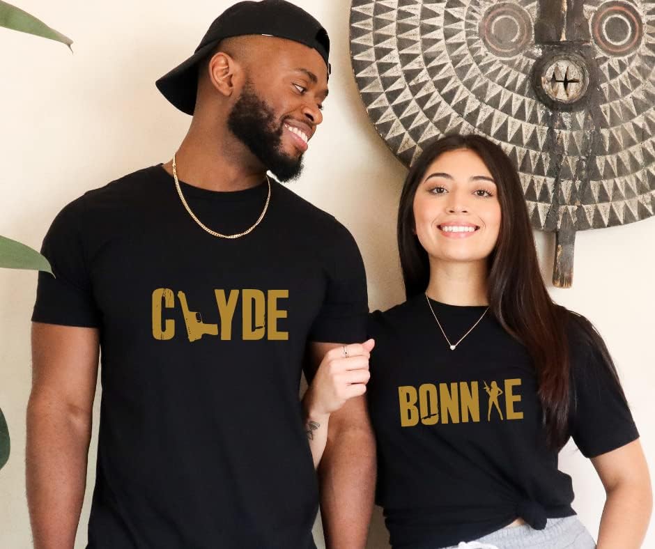 Bonnie and Clyde Matching Couple T-Shirts, His and Hers Valentine's Day Shirts, Funny for Married Couples, Wife Husband Gifts, Honeymoon Outfit, Valentine Shirt. Red