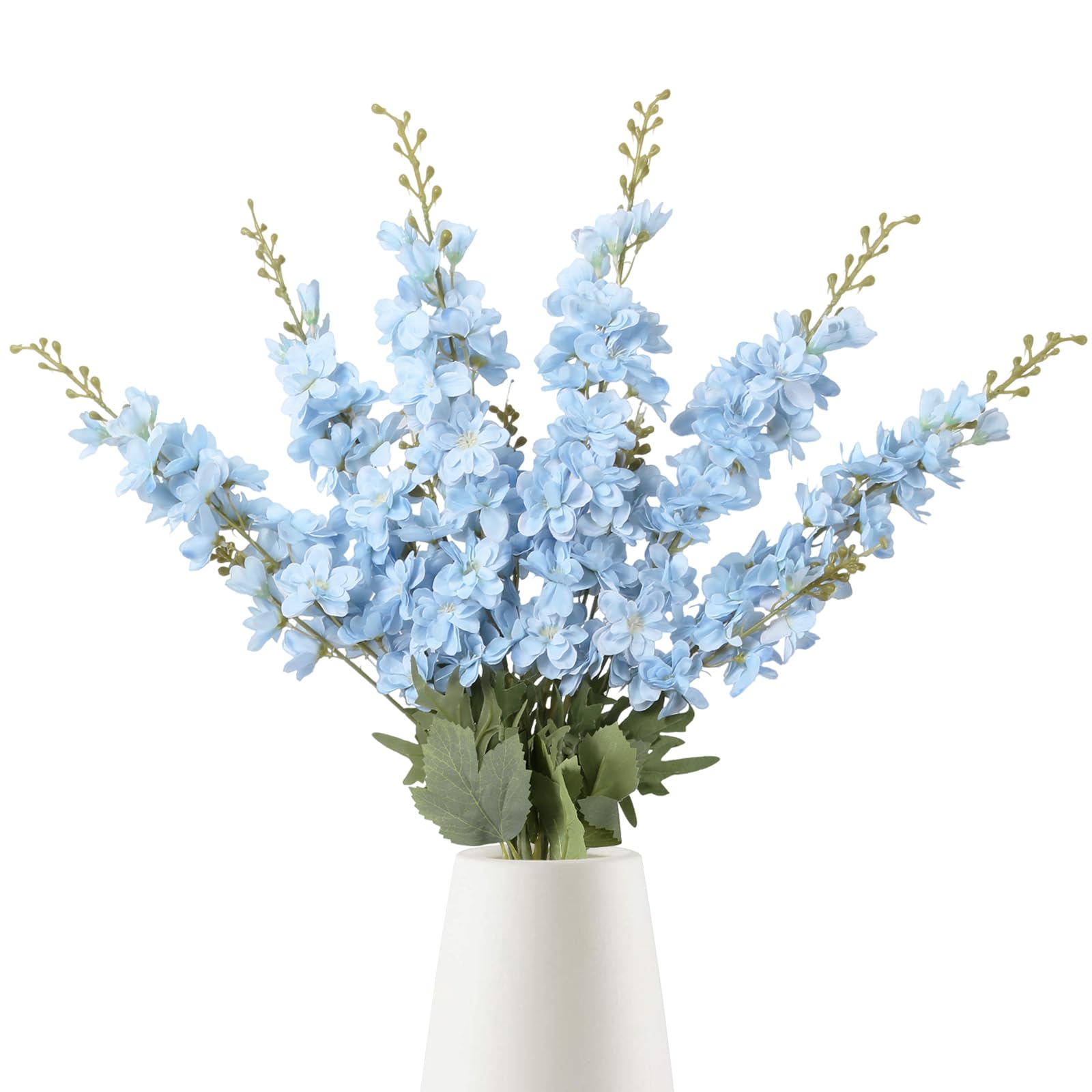 INSUNSIX 6PCS Blue Delphinium Artificial Flowers 33" Larkspur Silk Flowers Long Stem Artificial Flowers for Tall Vase Wedding Centerpieces for Tables Home Decor Indoor (Light Blue)