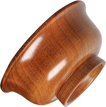 High Foot Wooden Bowl Set Heat Resistant Milk Tea Bowl Sturdy Handcrafted Natural Wood Tableware for Soup and Desserts