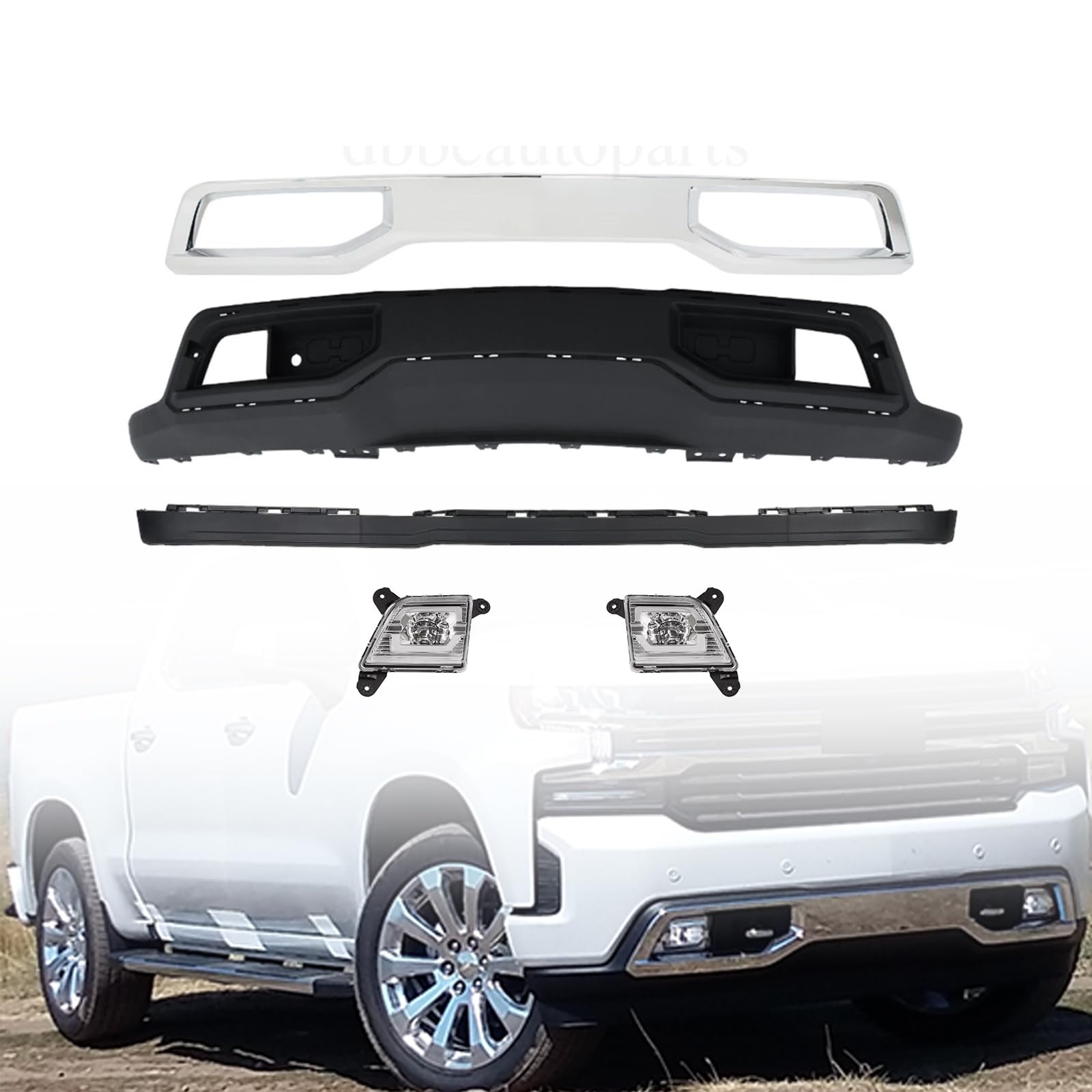 Silverado LTZ lower bumper trim swap with fog light cutouts 2022