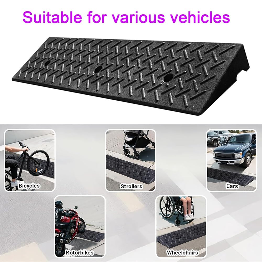 Rampa De Umbral De Puerta 4cm-15cm De Altura, Rampa De Goma Antideslizante Rampas De Bordillo para Coche, Rampa De Acceso Robusta Largo 100cm(100x25x5cm/39x10x2in)