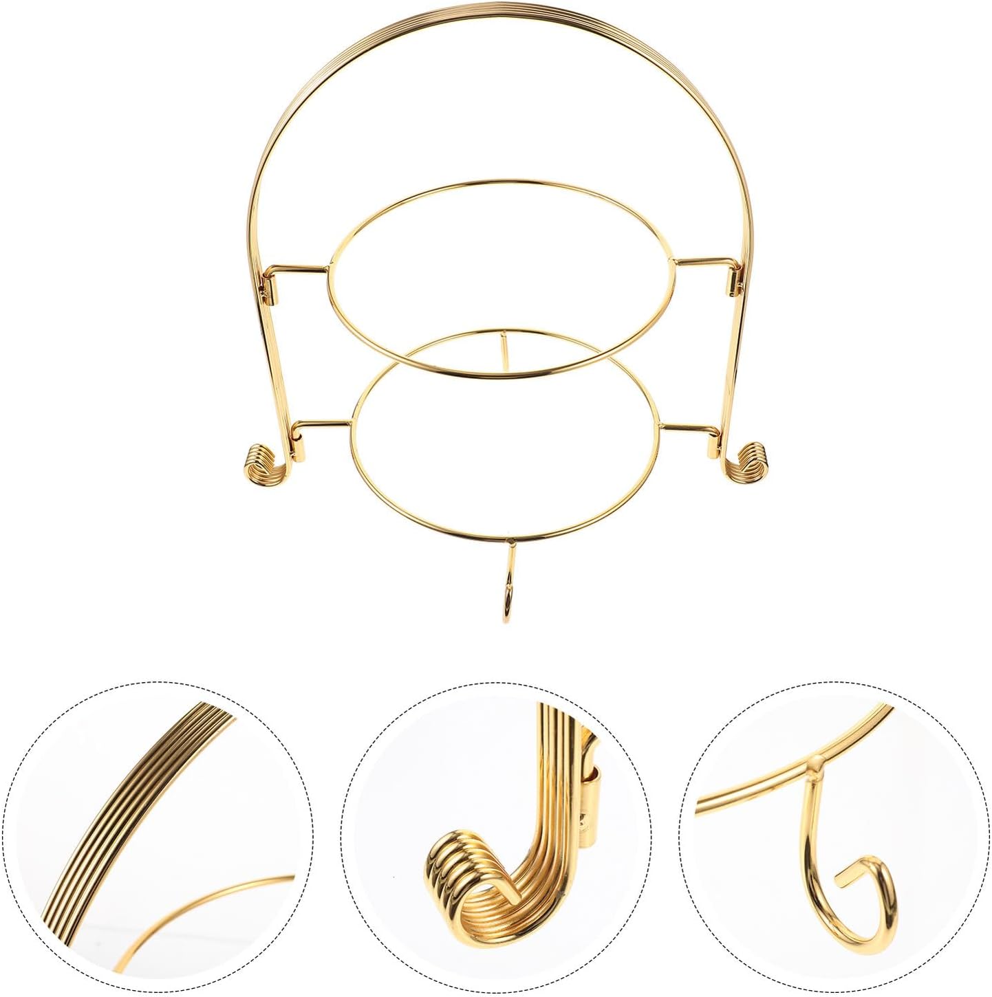 Double Layer Golden Metal Cake Layer Stand Detachable Cupcake Tower for Dessert Table Display Spacious Snack Rack for Weddings Birthdays Showers Party Supplies Without Plate