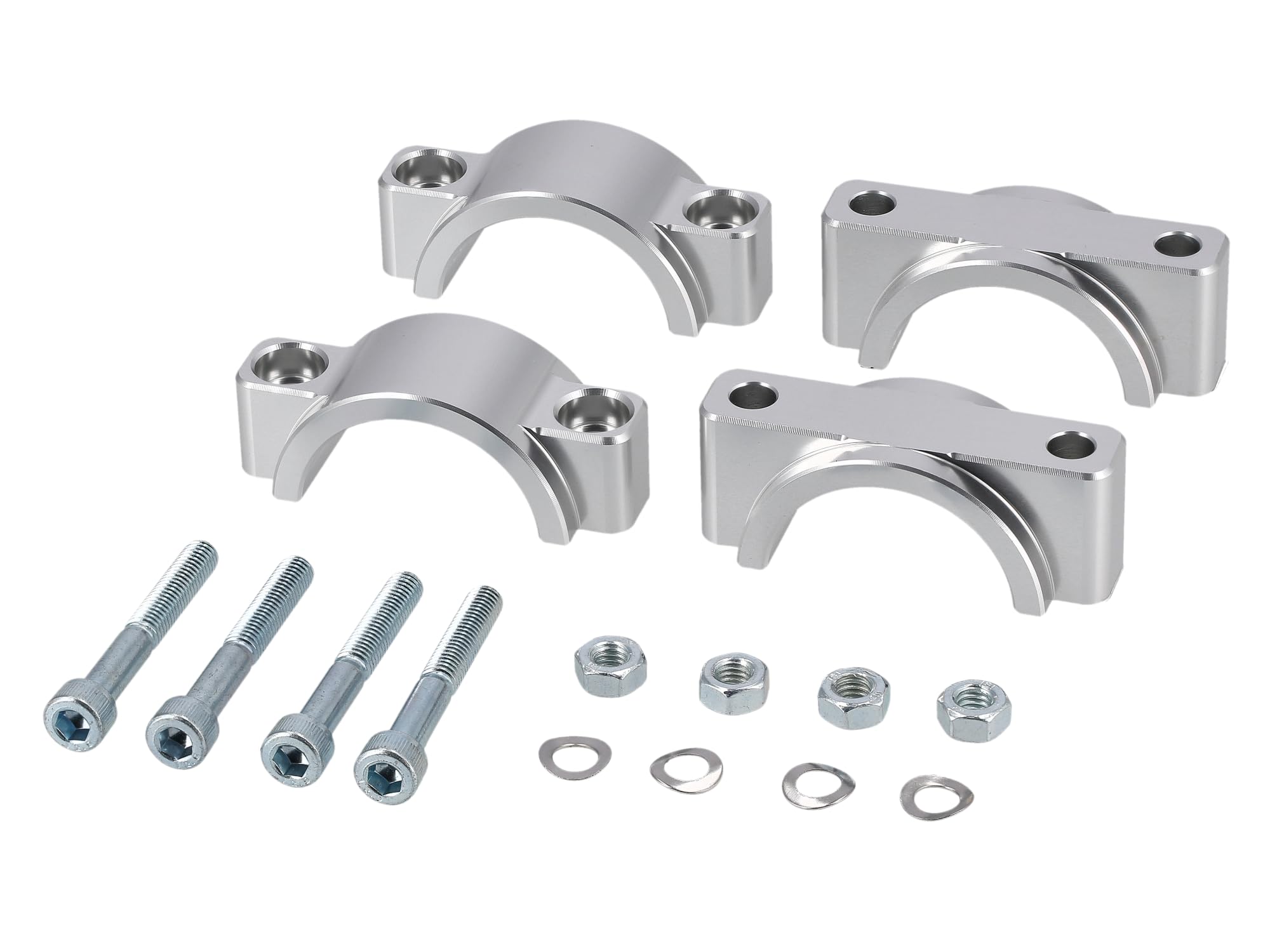 Set: CNC Klemmstücke für Schutzblech mit Schrauben, Silber eloxiert - für S