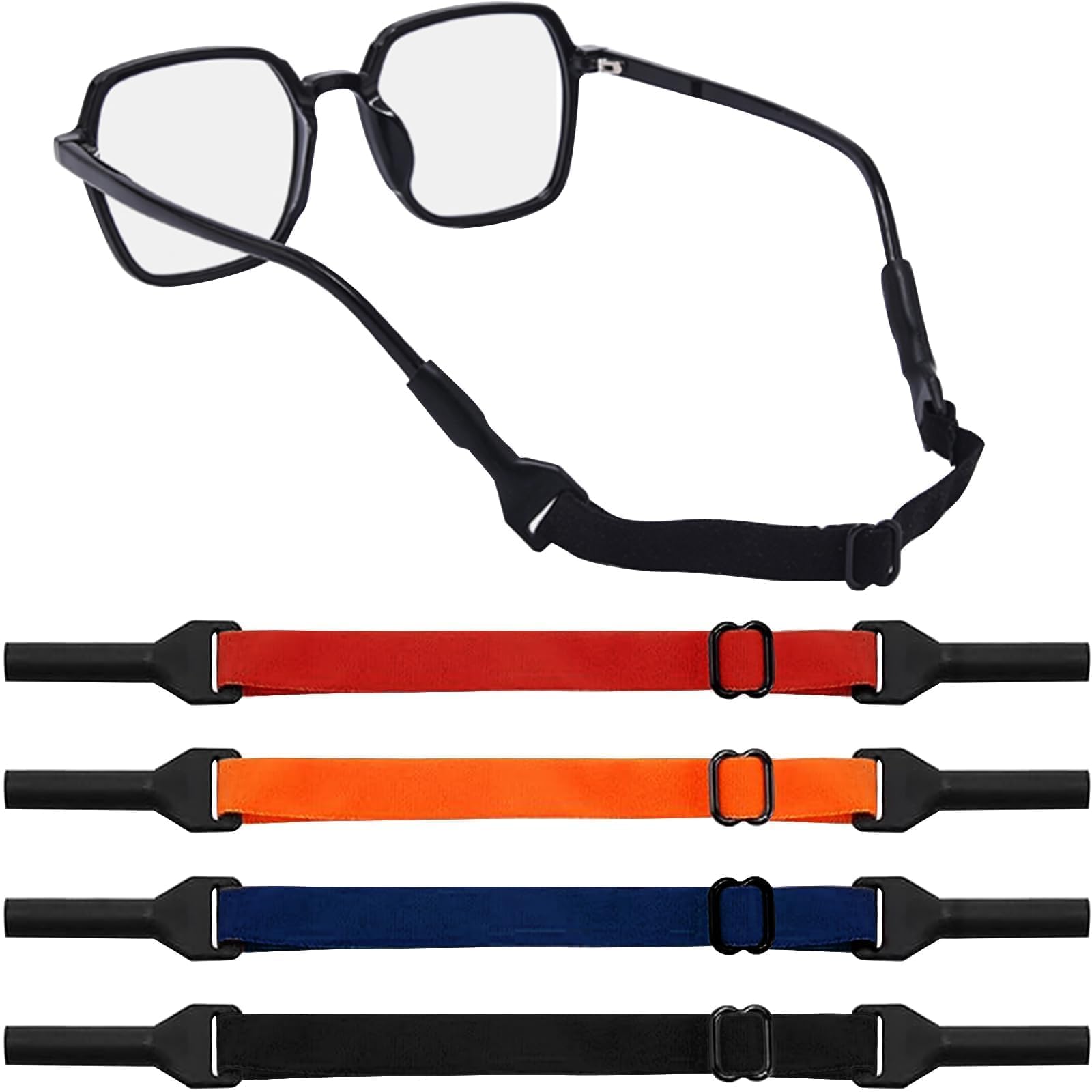 Qufiiry 4 Piezas Cordón para Gafas Ajustable, Correa Elástica de Retención de Gafas, Correa Universal para Gafas Deportivas y Gafas de Sol, Para Mujer Hombre Niños