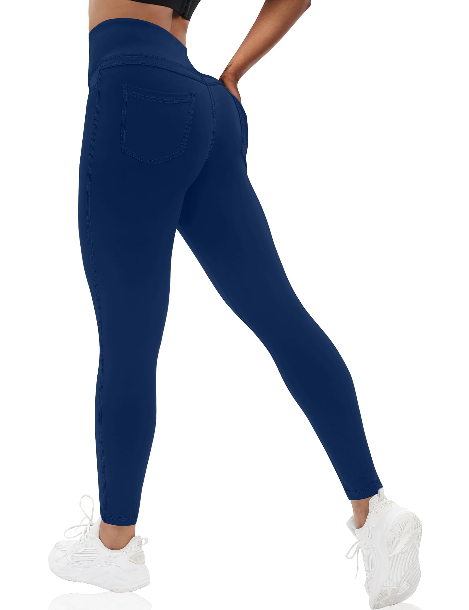 VOOVEEYA Curvy Womens Leggings, High Waisted Yoga Pants with Back Pockets, Tummy Control - Buttery Soft - Stretchy