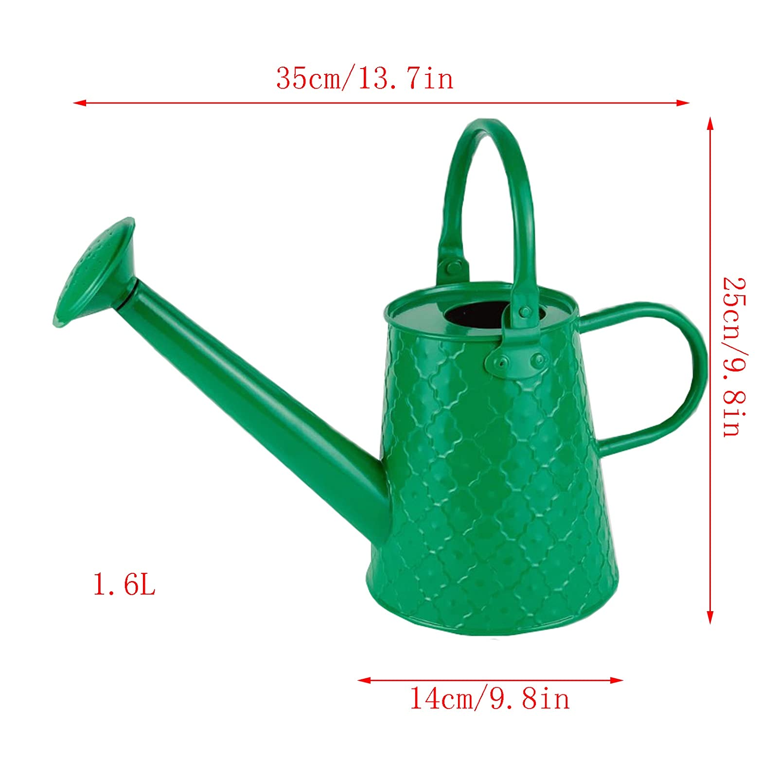 Esta regadera, regadera de jardín, regadera de Metal de 1,6 L, regadera de Estilo Moderno con asa y Cabezal de Rosa, regadera para Flores, regadera Verde y Amarilla para Plantas de Exterior