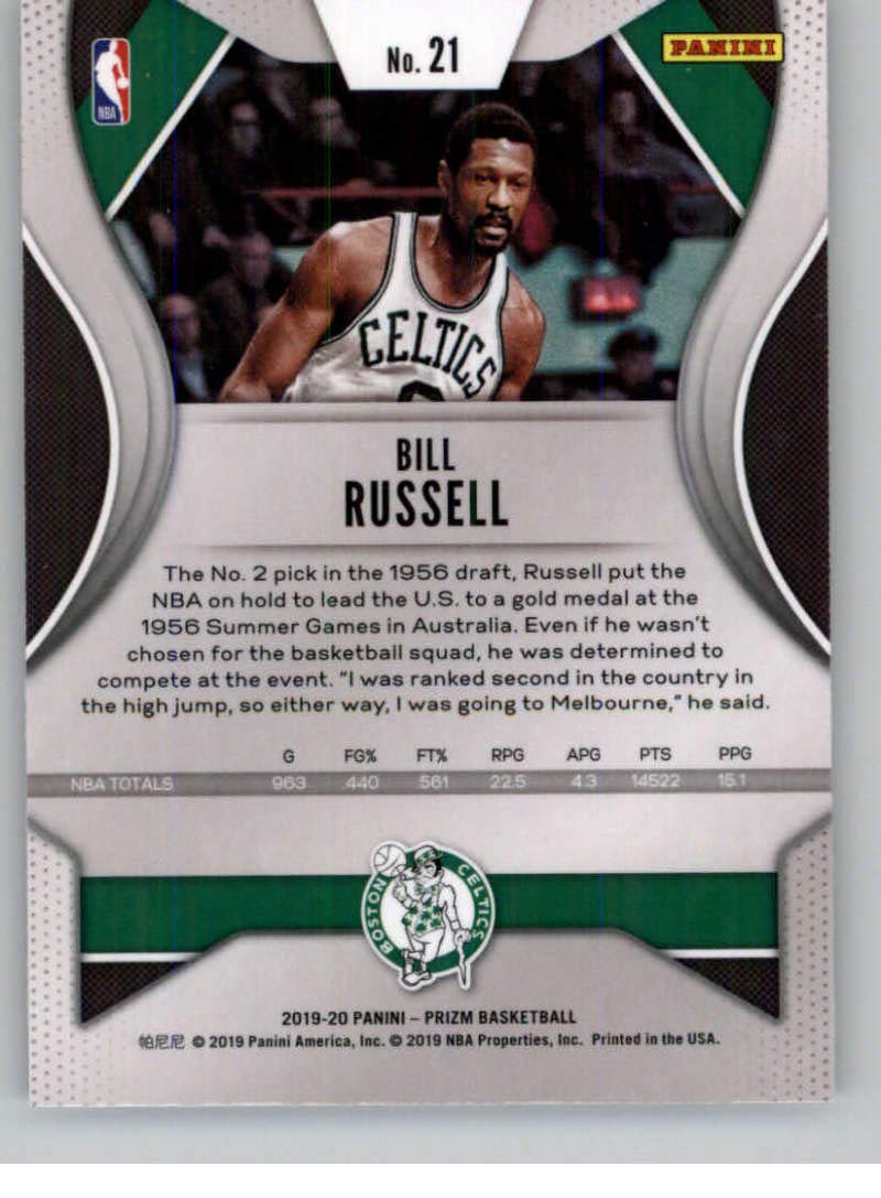 Amazon.com: 2019-20 Prizm NBA #21 Bill Russell Boston