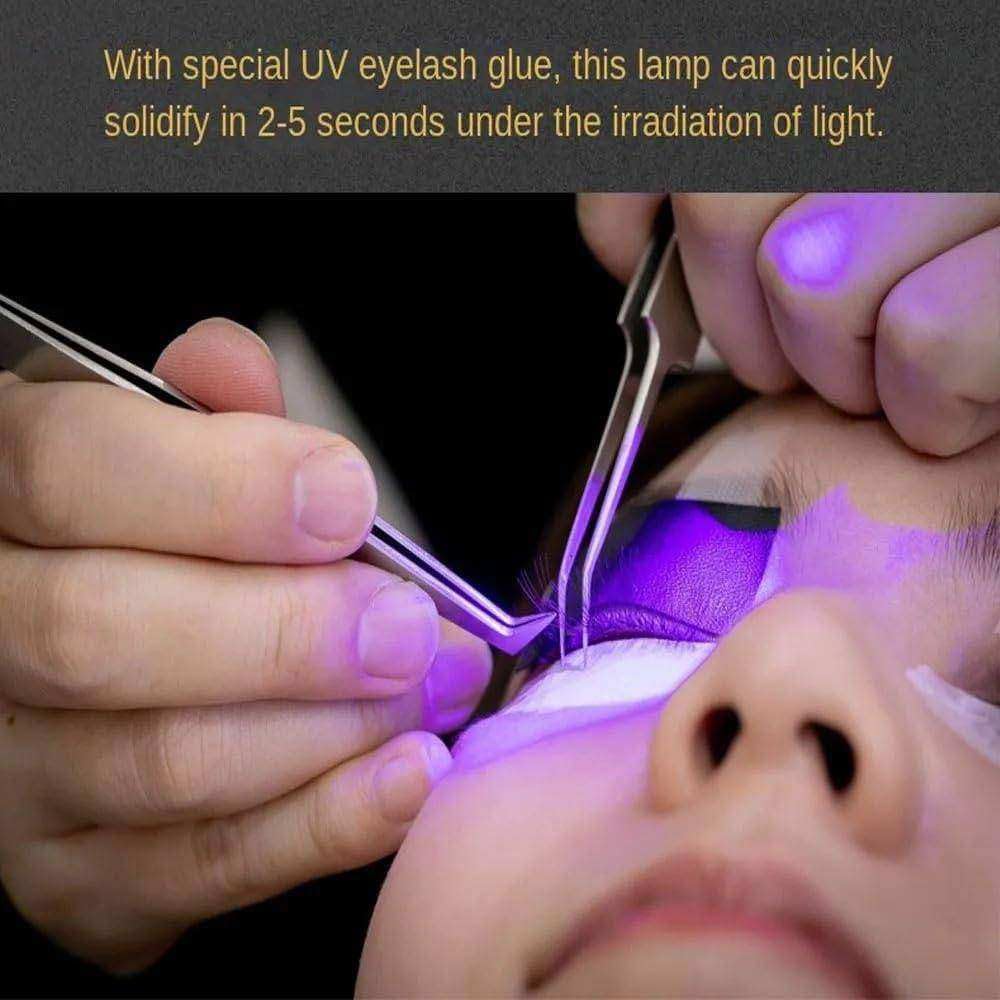 UV-Licht für lichthärtenden UV-Wimpernkleber, UV-Wimpernlampe für Wimpernverlängerungen + Augenklappe + Schutzbrille + Fußschalter, Kleber härtet in 1–3 Sekunden aus,Black