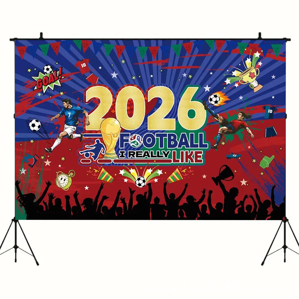 World Cup Football Backdrop, World Fan Celebration Decor, Football Party Backdrop Decorations, Soccer Backdrop Banner Wall Hanging, Suitable for Wall Indoor Outdoor Party Decor