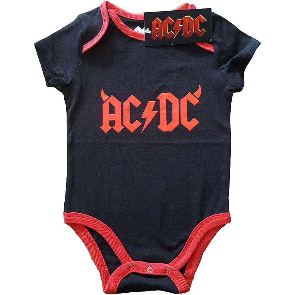 AC/DC Baby Grow - Footless Sleepsuit - Black - 6-9 m