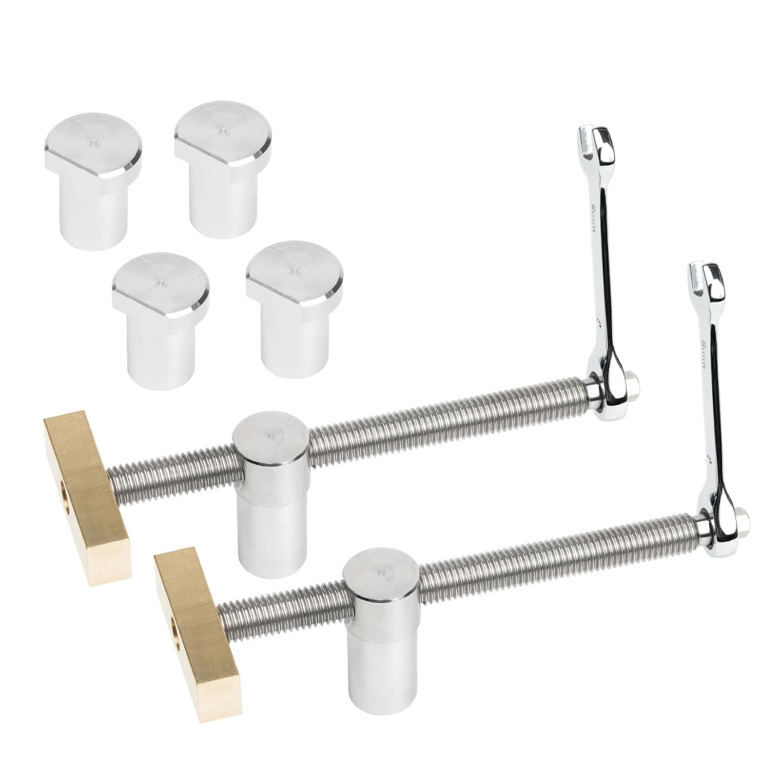 Juego de 2 abrazaderas de banco extralargas para agujero de 20 mm, clips de escritorio ajustables para carpintería, banco de carpintería, herramienta de carpintería para carpintería, plata (2