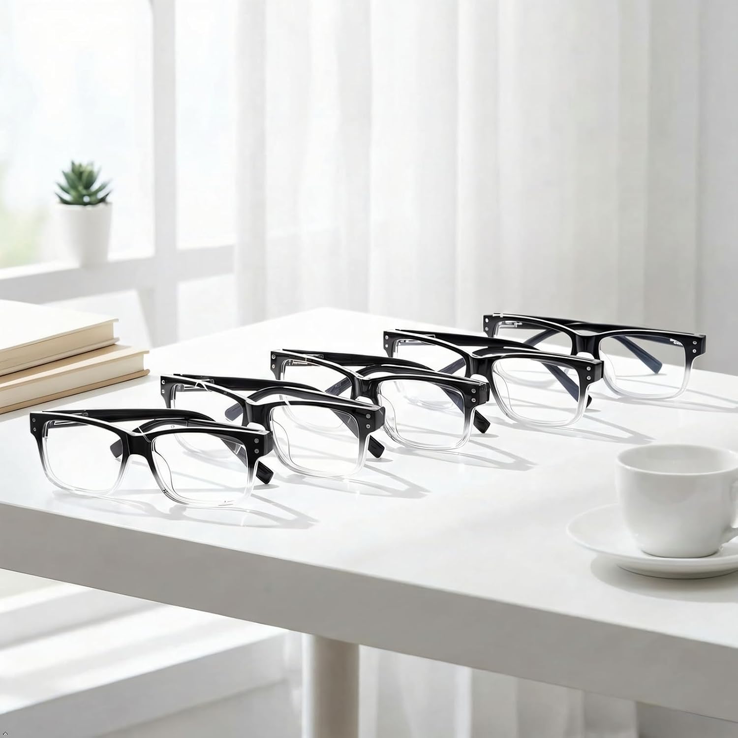 Eyekepper 0.25x Reading Glasses,Readers for Men Women 5pk Black/Transparent