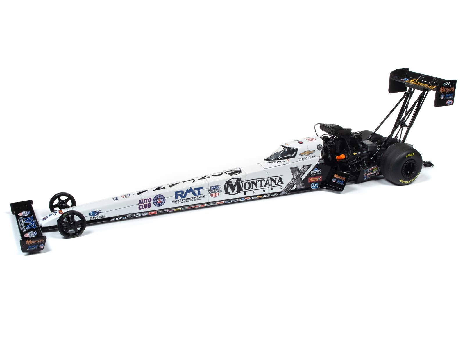 2019 Top Fuel Dragster TFD NHRA Austin Prock Montana Brand John Force Racing 1/24 Diecast Model Car by Autoworld CP7582