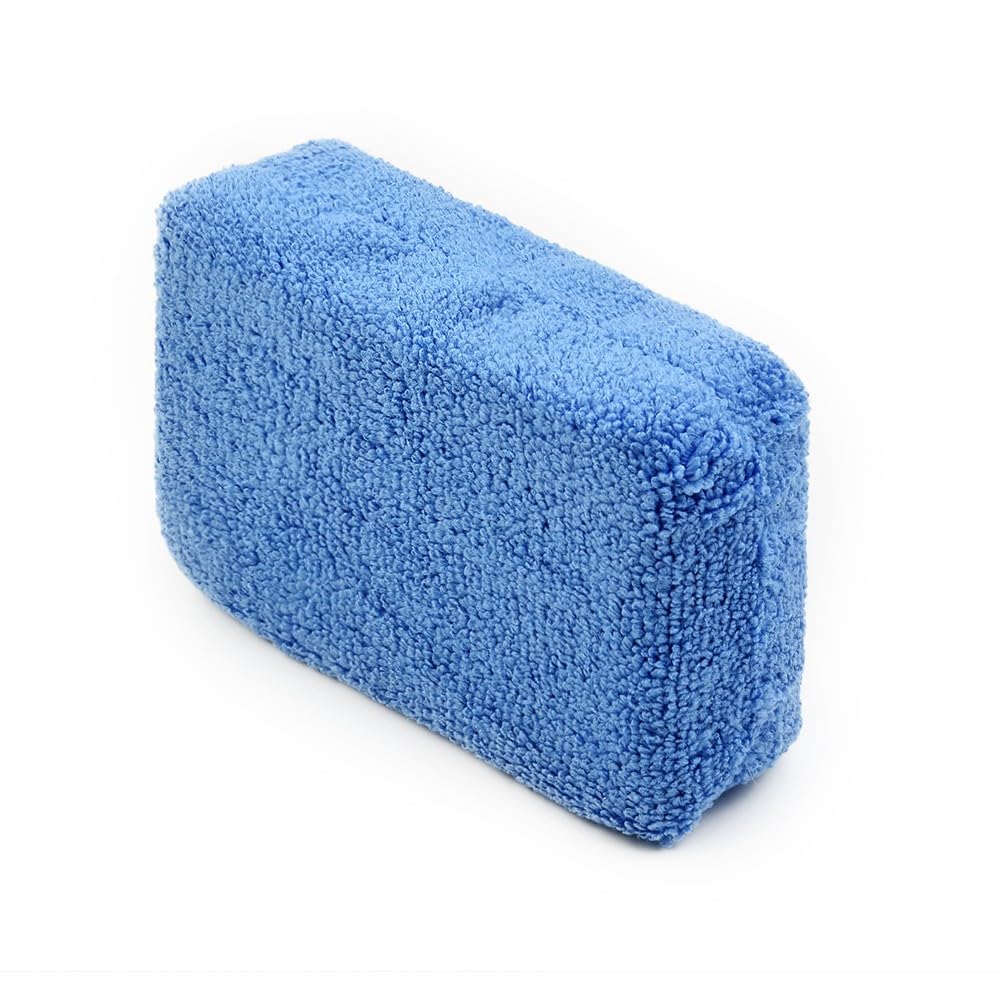 Esponja aplicadora de microfibra para lavado de coche, 12 cm x 8 cm x 3,5 cm, azul, 4/8 unidades