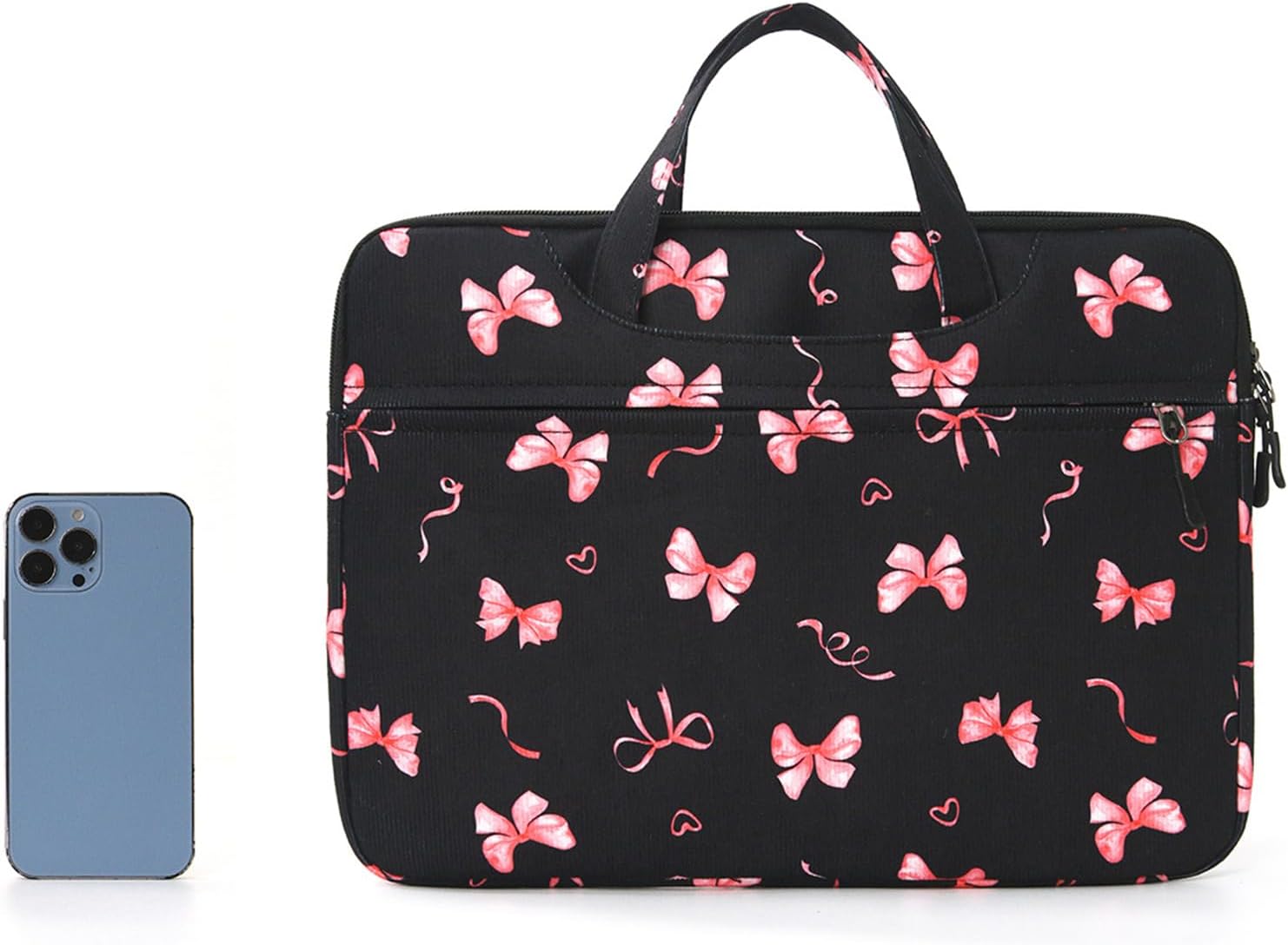 Bow-Print Laptop Bag, Cute Handbag, Portable Shoulder Bag with Inner Liner image 4