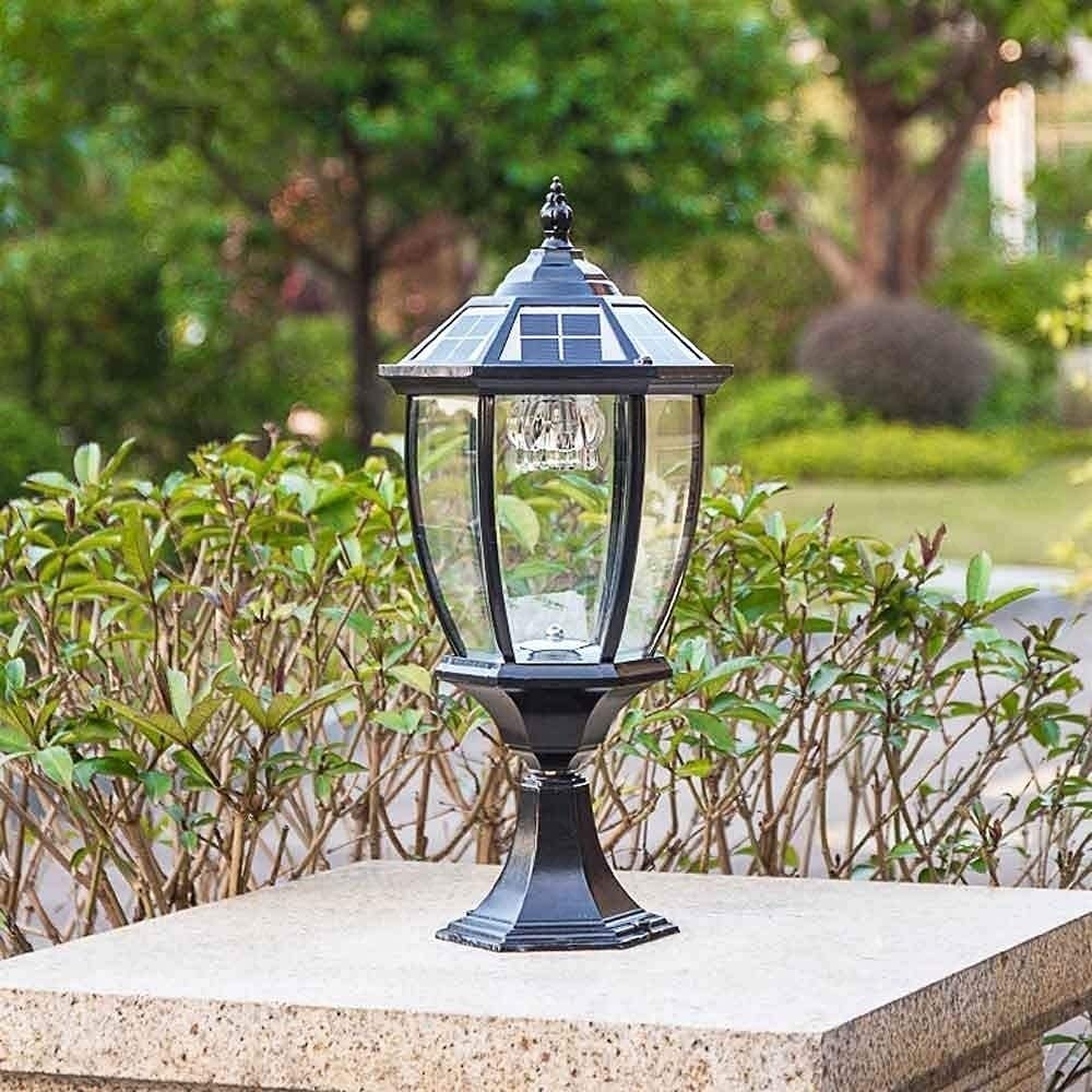 Oświetlenie ogrodowe zewnętrzne 2W LED Solar Bollard Kolumna Lampa IP55 Wodoodporna Aluminiowa Zewnętrzna Lampa Słupkowa Dziedziniec Willa Ogrodowa Brama Przezroczyste Szkło Kolumna Lampa Krajobraz U