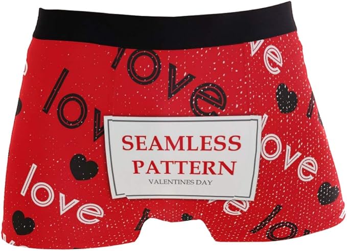 Stated briefly Valentine's Day Red Love Pattern Men's Underwear Soft Polyester Boxer