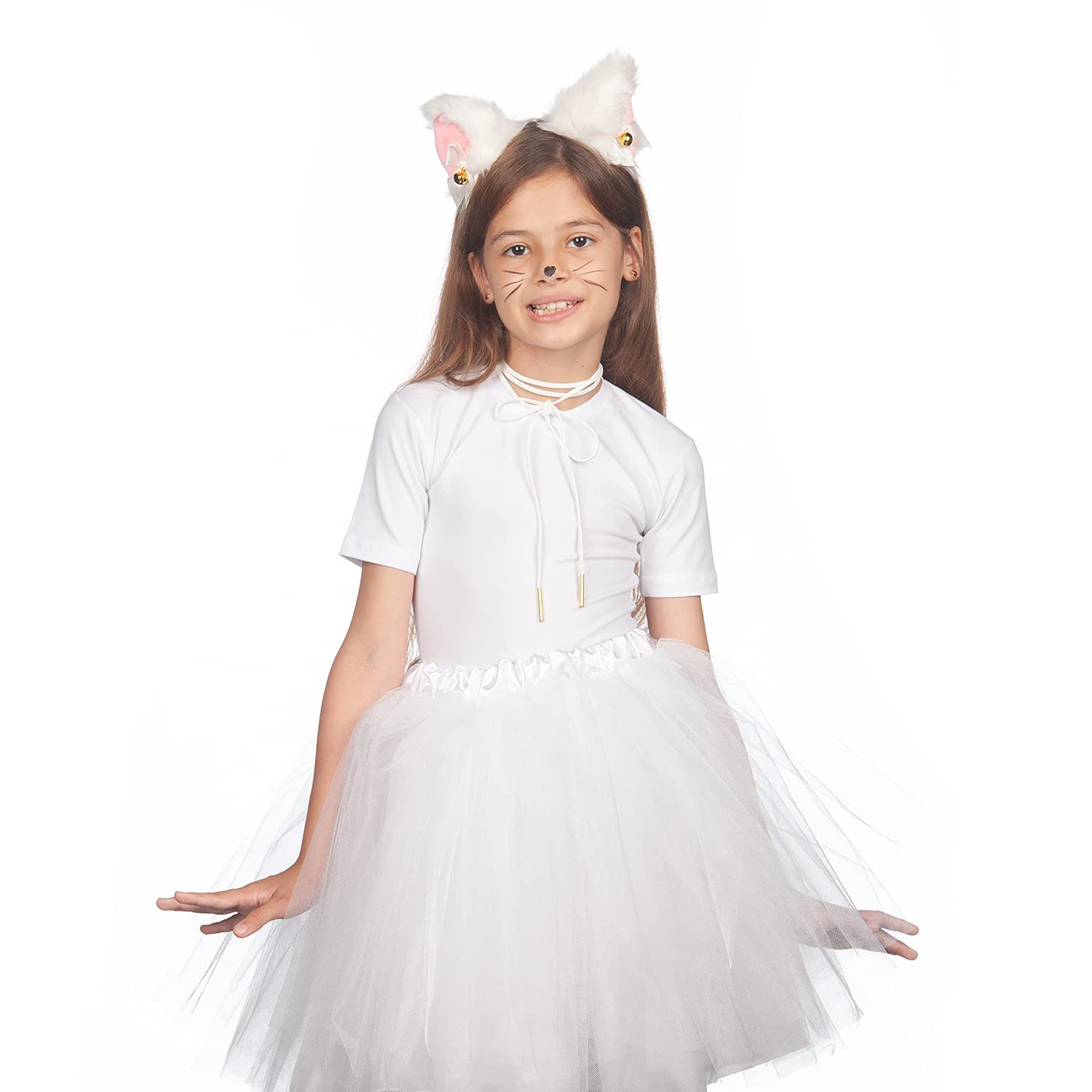 FUNCREDIBLE Cat Ears and Choker Set | Furry Cat Ears Headband with Choker | Kitten Anime Neko Ears | Halloween Cosplay Party Cat Costume Accessories for Women Girls Adult Kids (White) : Clothing, Shoes & Jewelry