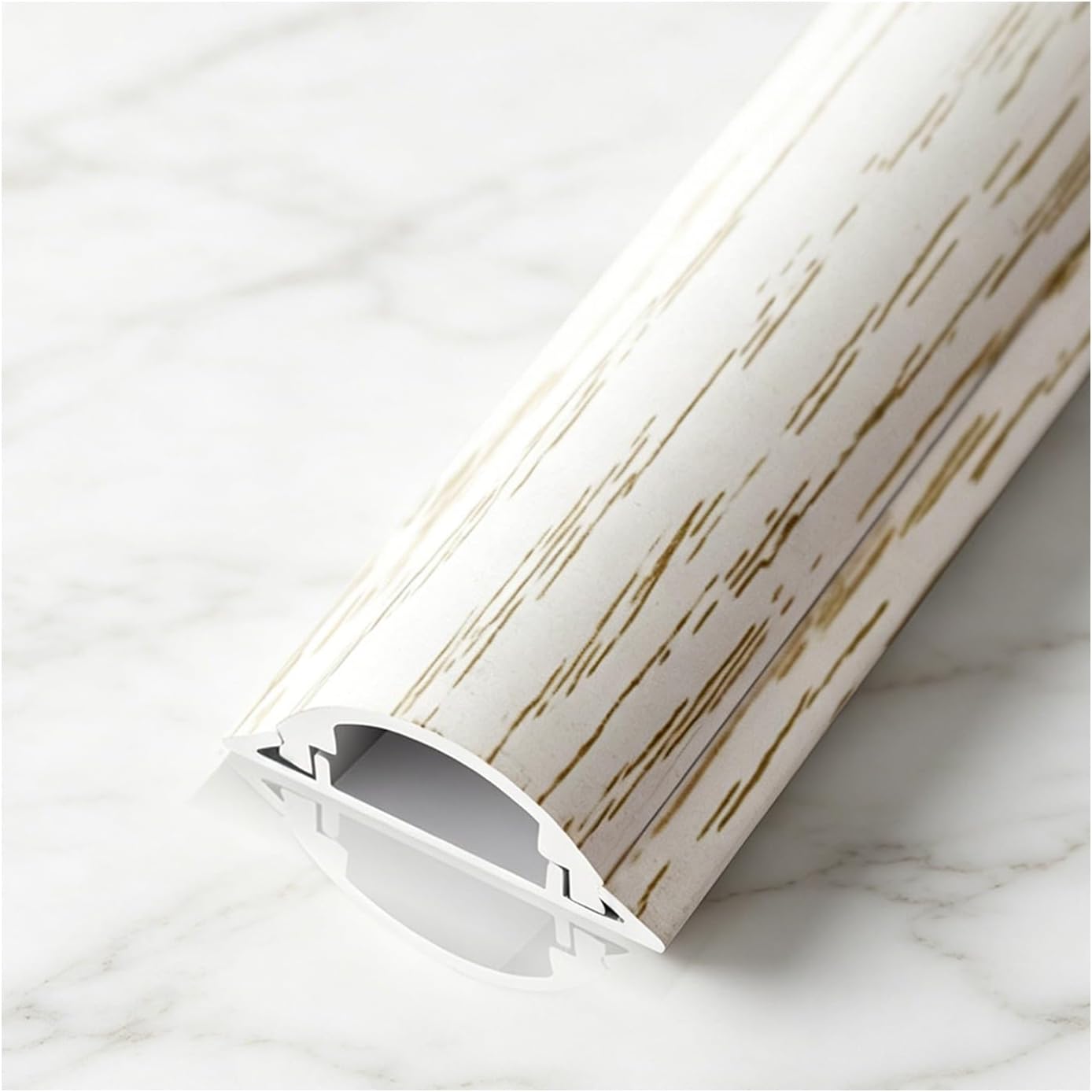 Canaleta para cables de piso, diseño autoadhesivo que previene riesgos de tropiezo por cables; apta para oficinas y entornos exteriores (grano de madera blanco, No. 3-1 m) miniatura 1