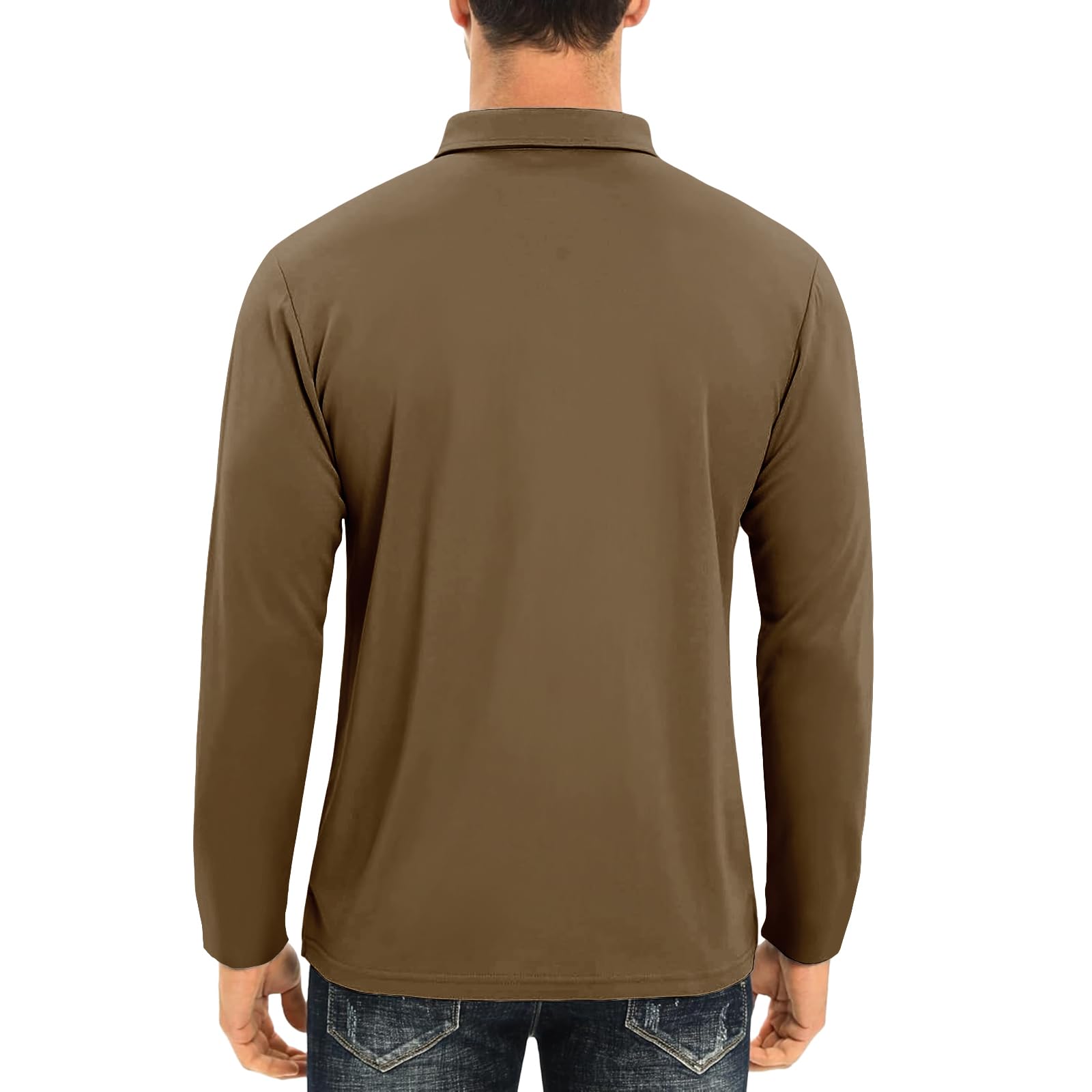 Pack de 3/5 Polos Homme Uni à Rayures Manches Longues Respirant à Séchage Rapide pour Golf/Course/Salle de Sport - Haute Performance