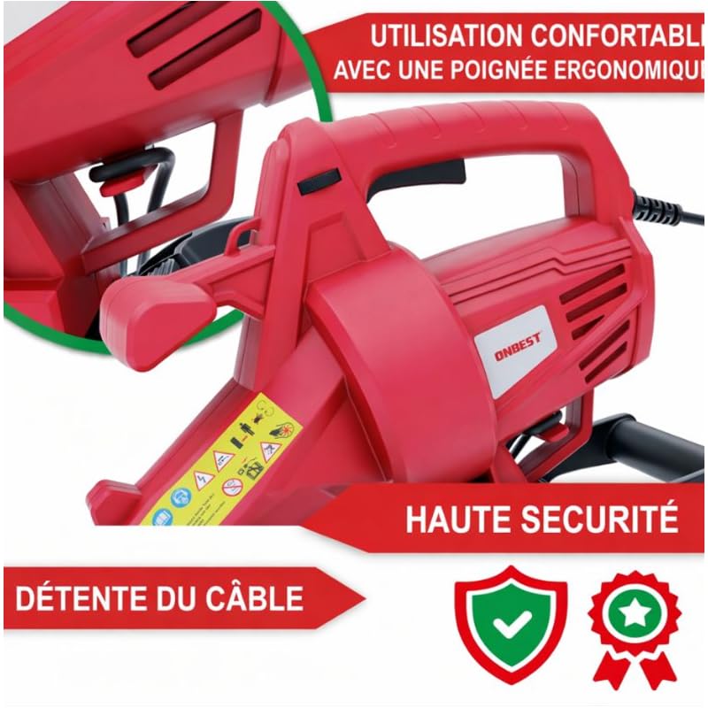 LV3245 Souffleur de Feuilles à l’air électrique 3200W 3en1 Aspirateur Souffleur Broyeur 45L