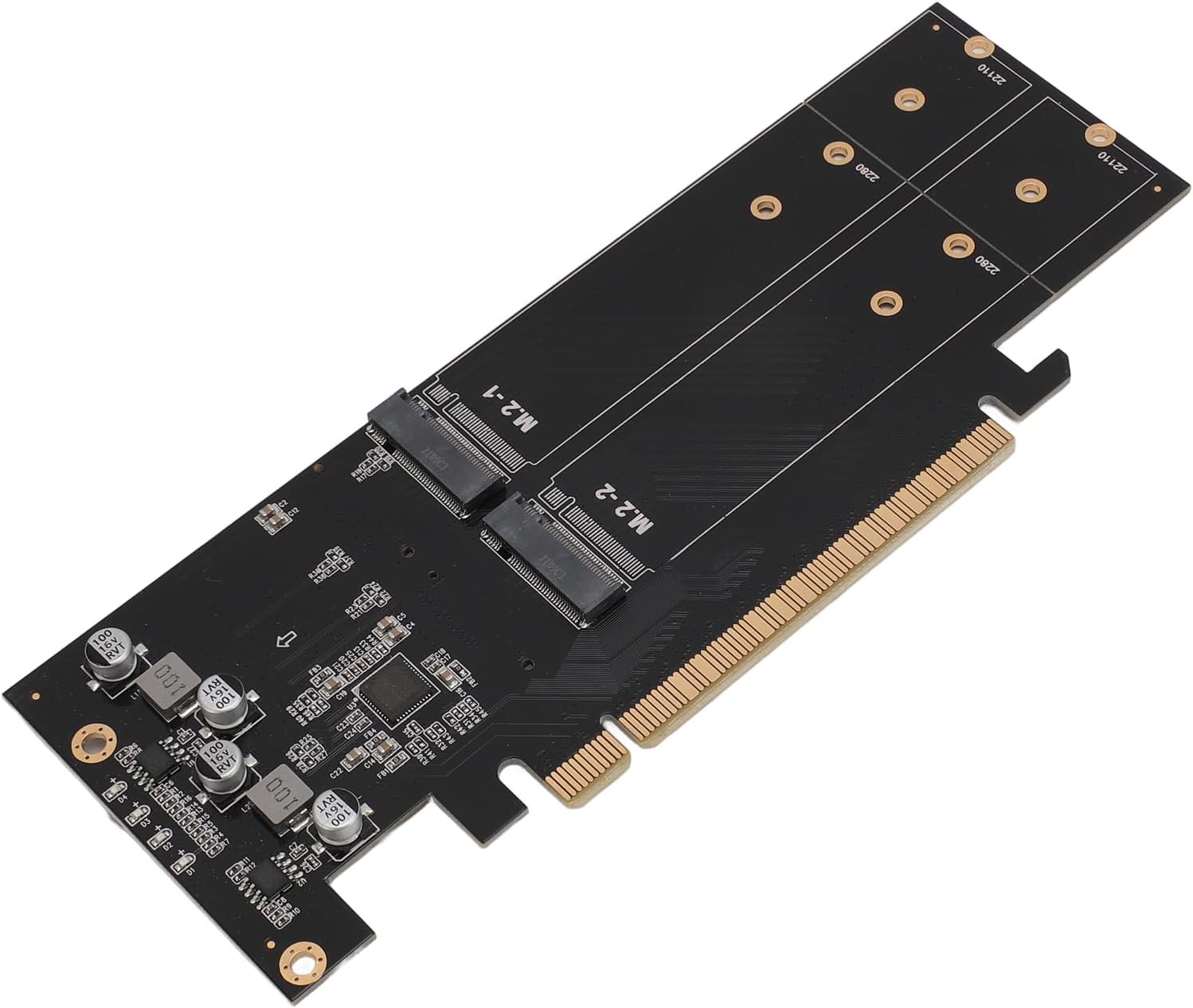 Zyyini Quad M.2 NVMe to PCIe 4.0 X16 Adapter, 4 Port High Speed 4x32Gbps M Key SSD Soft RAID Card PCIE 4.0 X16 Adapter for M.2 NVMe 2230 2242 2260 2280 22110 SSD, for 8 10