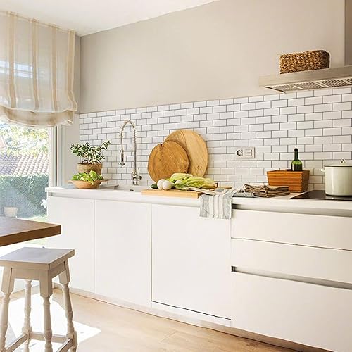 Miniatura 5 de Pelar y pegar, azulejo 3D contra salpicaduras, azulejos para despegar y pegar, 10 hojas de 12 x 12 pulgadas, azulejos de metro para cocina, azulejos