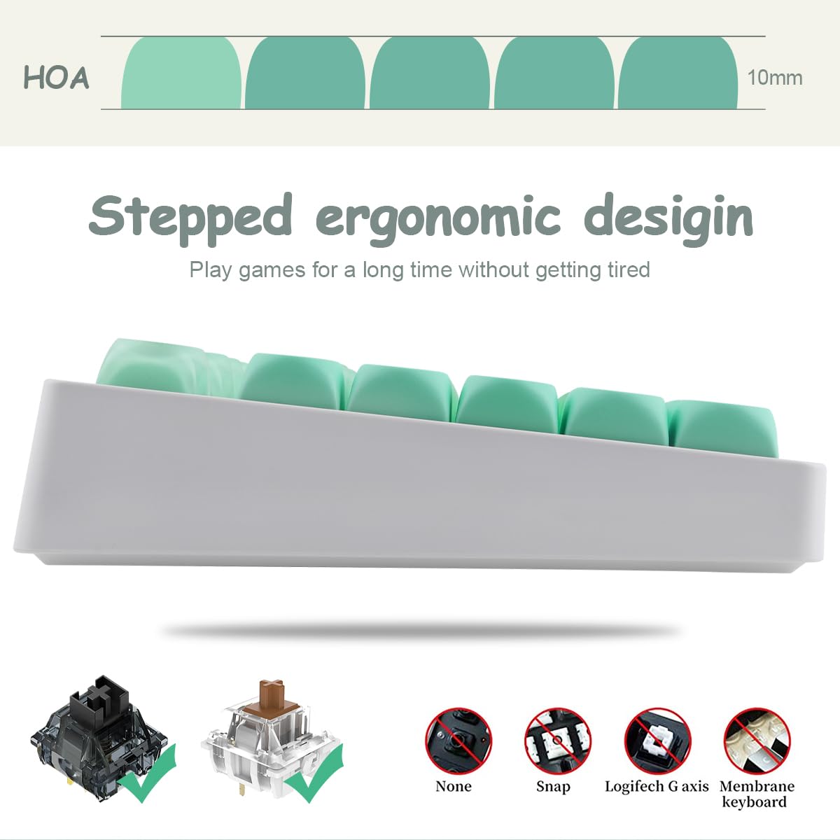 Crystal Jelly PBT Keycaps - 132 klawisze HOA Profile Double Shot Keycap Green Translucent Liquid Foundation Keycaps for Cherry MX Switch Mechanical Keyboards