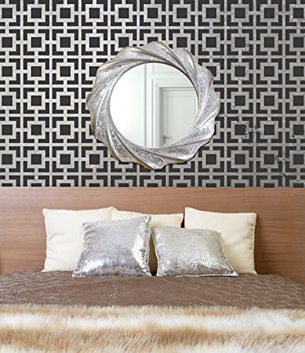 Royal Design Studio Stencils Hollywood Squares Wall Stencil - Art Deco Modern Geometric Wallpaper Pattern for Painting