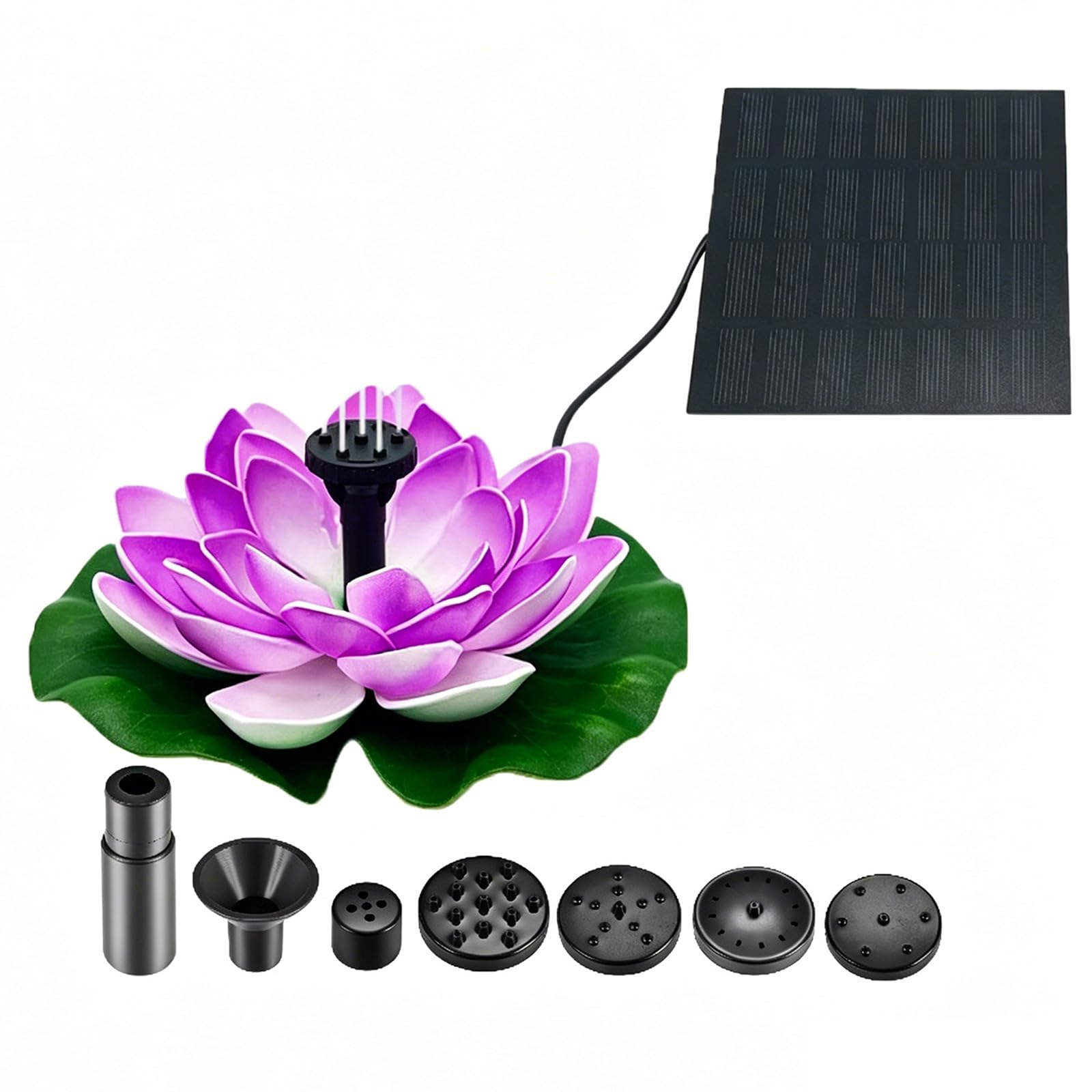 Solar Water Fountain, Floating Solar Powered Water Fountain with Multiple Nozzles, Garden Solars Pond Pump,Floating Lotus Fountains for Bird Bath, Garden, Pond, Pool and Fish Tank
