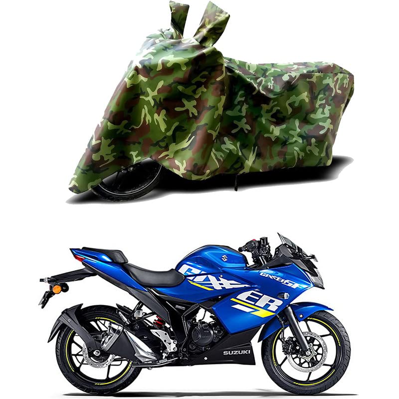 Image of 100% Water Resistant Full Bike Scooty Two Wheeler Body Cover Compatible for Suzuki Gixxer SF /UV-Rays /Heat Protection /Birds Dropping /Scratchproof /Dust Proof /Waterproof /All Varient[Green MJ]