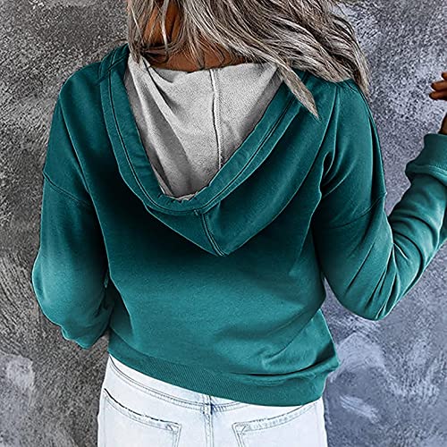 FABIURT Winter Clothes for Women,Women's Crewneck Sweatshirts Classic Fit Long Sleeve Casual Loose Tunic T Shirt Blouse Tops Pullover Tees Hoodies for Women Plus Size Zip up R-Green