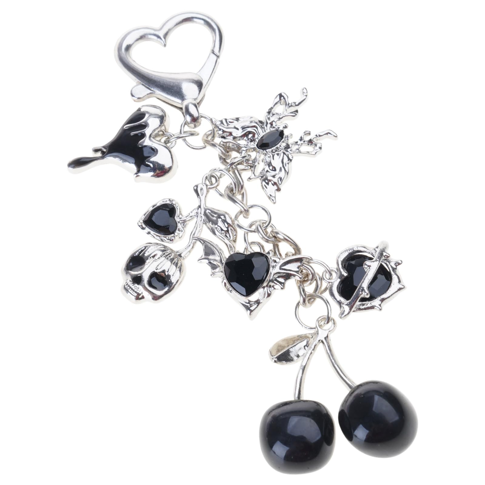 Maxtonser Lightweight Cherries Keyring Bowknot Pearls Keychain Purse Charm Stylish Backpack Accessory for Trendy Women and Teens