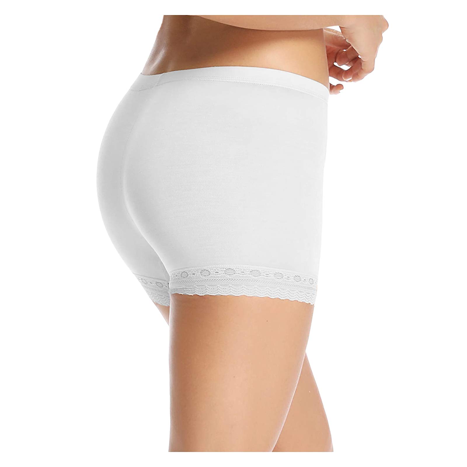 QSN STUFF Woman/Ladies Cotton Silk Yoga Shorts (White-White, Small, Set of 2) 1