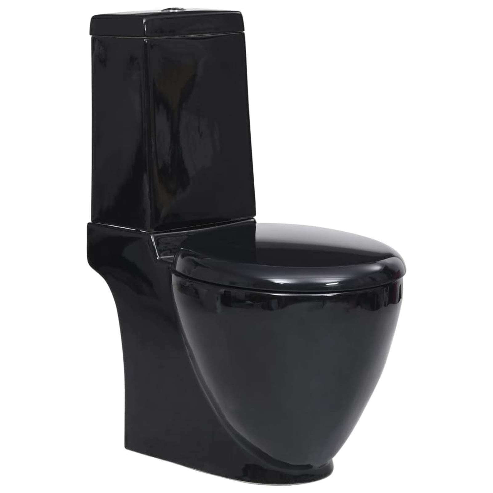 Inodoro WC flujo posterior de cerámica negro, Chaduof Inodoro Completo, Baños Completos, Toilet