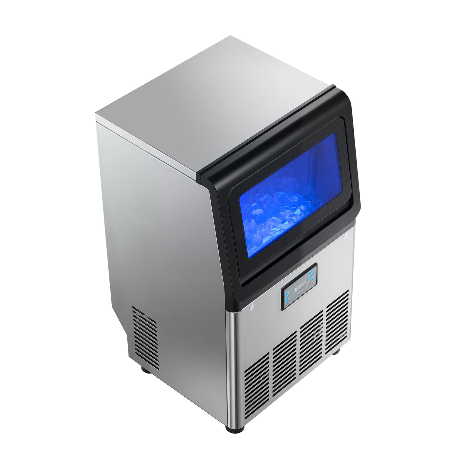 VEVOR Macchina per Ghiaccio in Acciaio Inox 36kg/24h Stoccaggio 3-6kg Bar | Autoportante, Funzione Autopulente, Display LED, per Preparazione Bevande Fredde, Casa, Bar, Caffetterie, Ristorante, Feste
