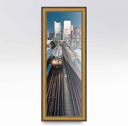 Miniatura 4 de Marco de fotos de madera real dorada de 14 x 7 pulgadas de ancho de 2 pulgadas  Profundidad del marco interior de 0.5 pulgadas  Marco de fotos