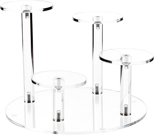 Plymor Elevador redondo de acrílico transparente de 8 pulgadas con 4 pedestales redondos de 3 pulgadas, 6 pulgadas de alto (paquete de 2)