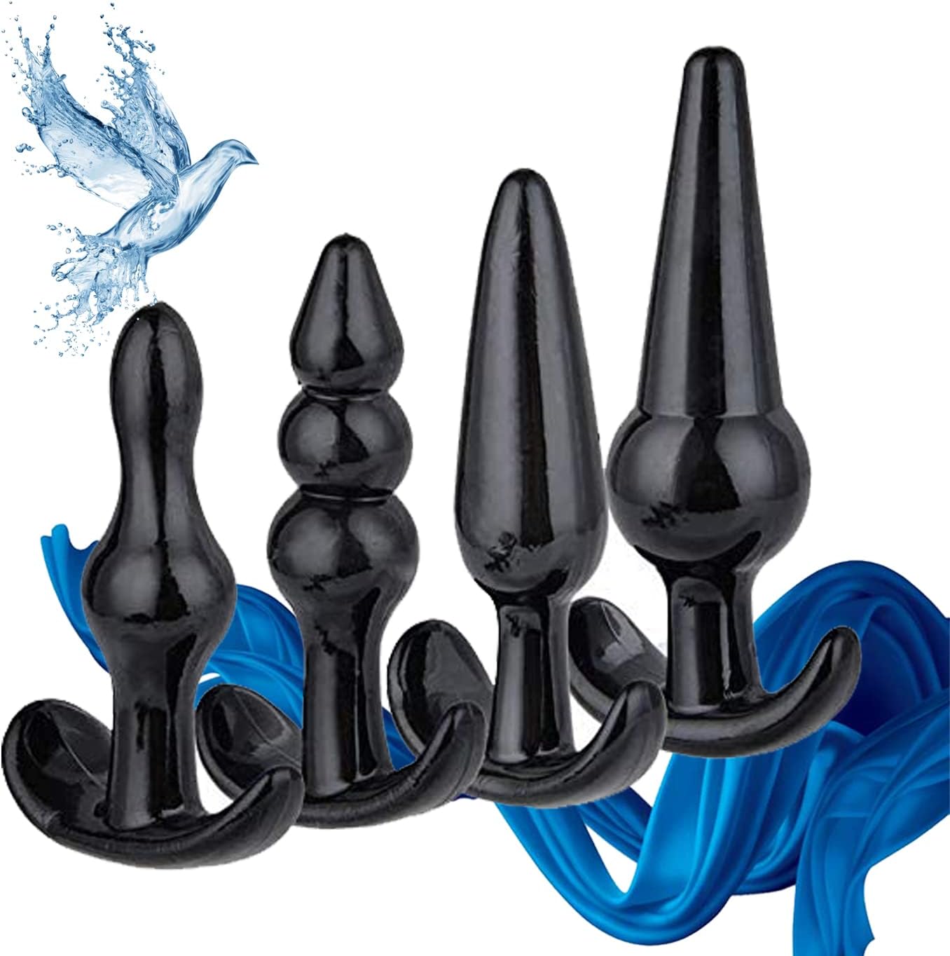 Beginner Training Set Anales Kits, Silicone Beads Plugs Toys for Men Women, Soft Smooth Easy to Use (Black Pro)