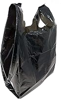 Vista 1 de Compras de comestibles Bolsas de plástico para camisetas lisas 12" x 7" x 21" (negro, 150)